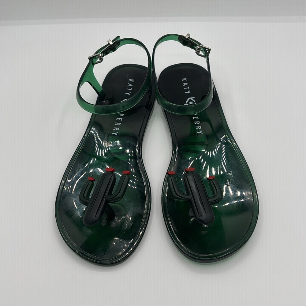 Women's KATY PERRY Cactus Dark Green Jelly/Geli Sandals - Gorgeous! Size 7